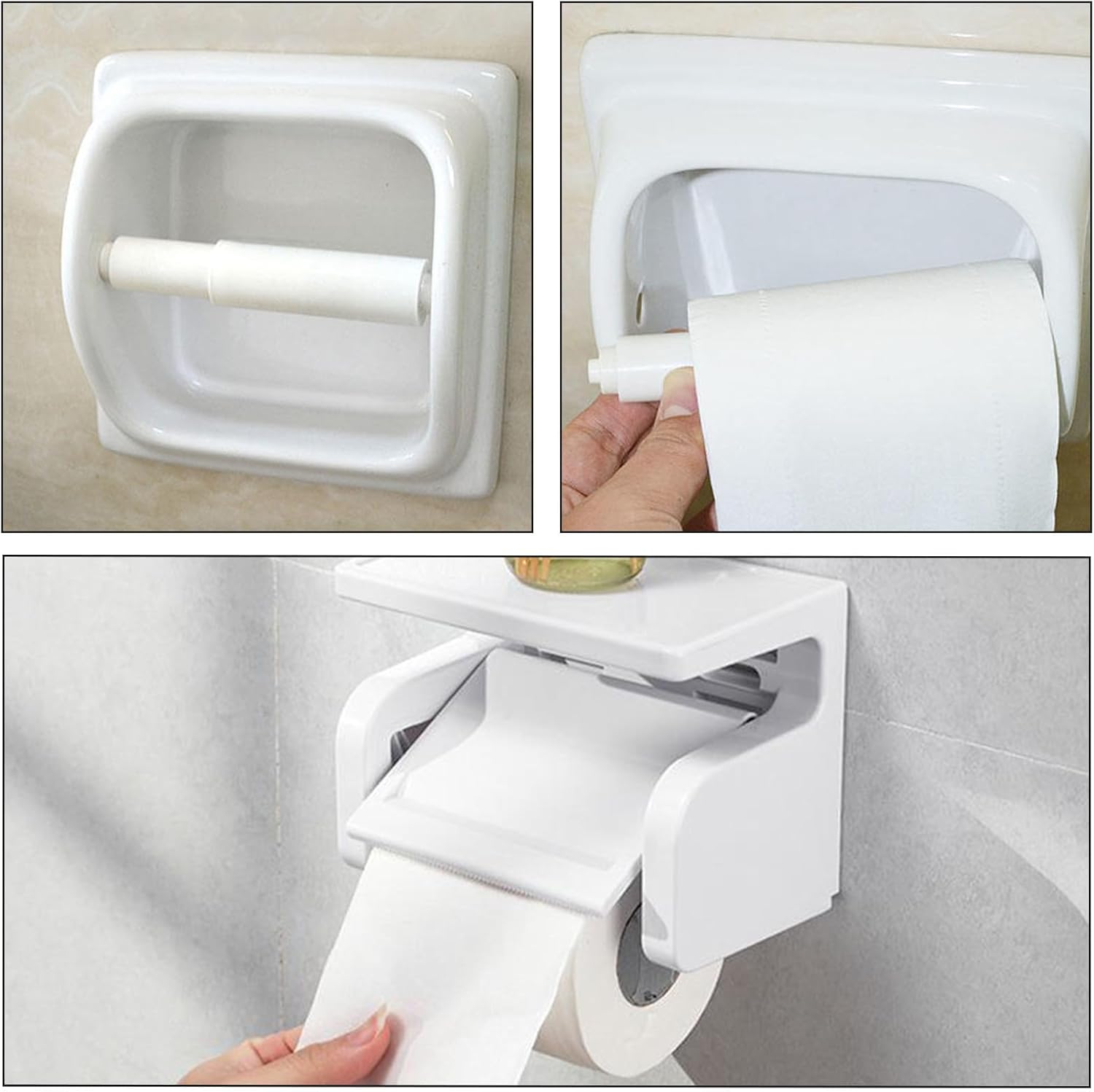 2-piece plastic toilet roll holder - toilet roll holder - toilet roll holder insert - bathroom toilet roll V1259-DP01-BO-244
