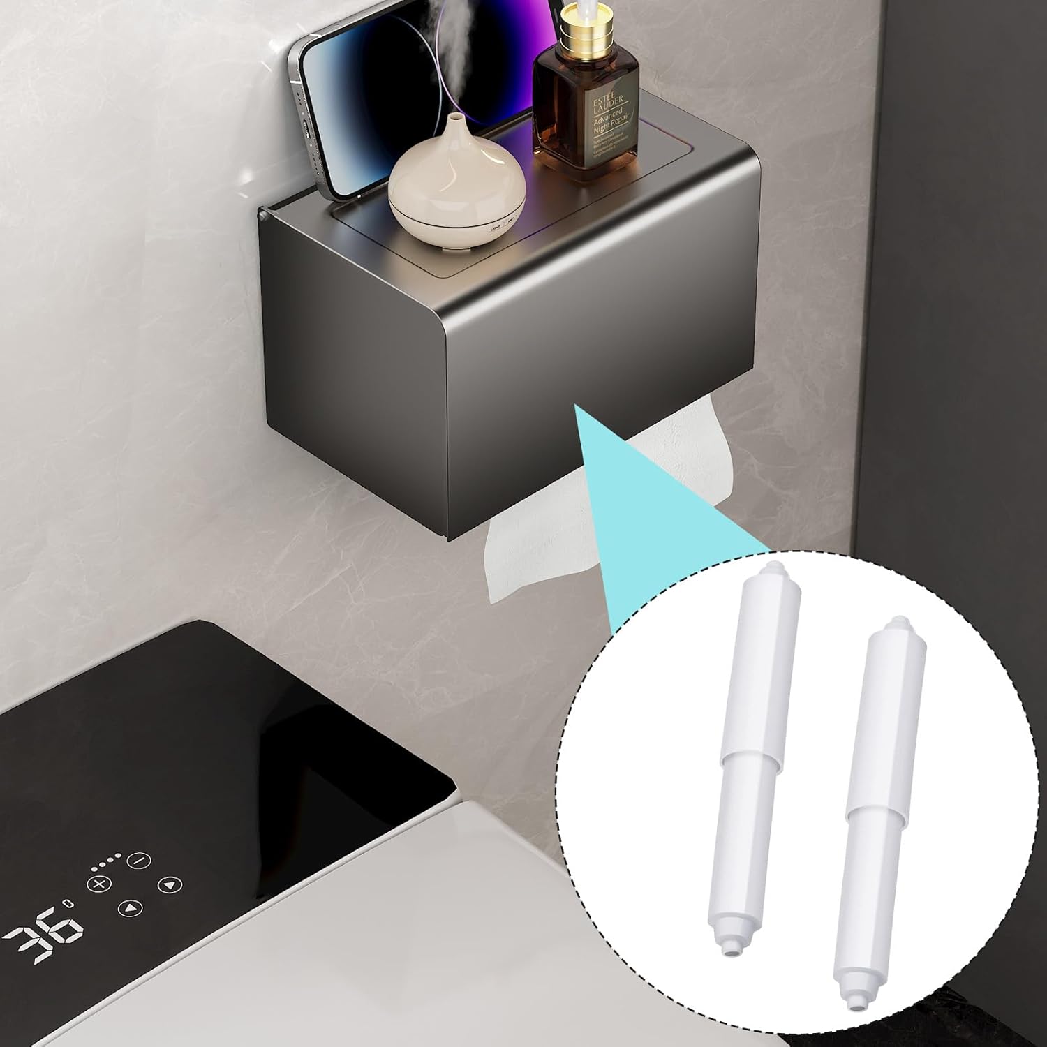 2-piece plastic toilet roll holder - toilet roll holder - toilet roll holder insert - bathroom toilet roll V1259-DP01-BO-244
