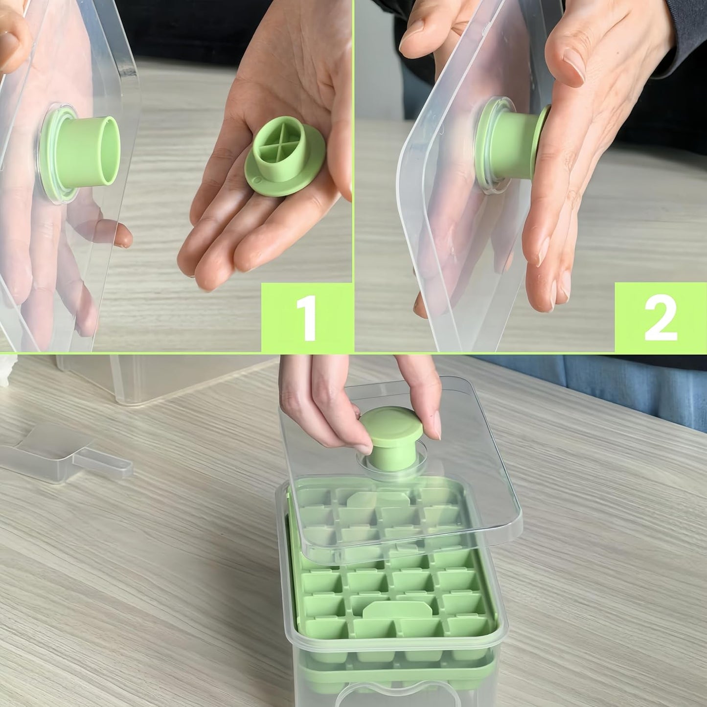 Ice Cube Trays - Ice Cube Tray with Lid and Container - 56 Ice Cube Molds - 2 Containers and Ice Scoop - V1259-DP01-BO-248