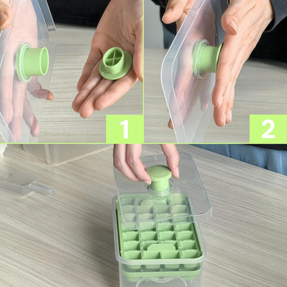 Ice Cube Trays - Ice Cube Tray with Lid and Container - 56 Ice Cube Molds - 2 Containers and Ice Scoop - V1259-DP01-BO-248