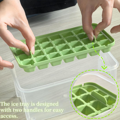 Ice Cube Trays - Ice Cube Tray with Lid and Container - 56 Ice Cube Molds - 2 Containers and Ice Scoop - V1259-DP01-BO-248