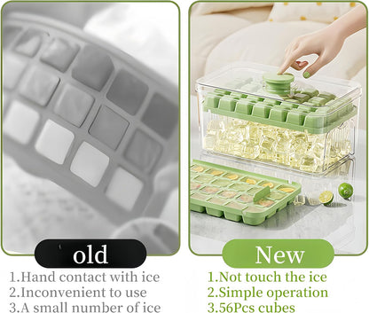 Ice Cube Trays - Ice Cube Tray with Lid and Container - 56 Ice Cube Molds - 2 Containers and Ice Scoop - V1259-DP01-BO-248