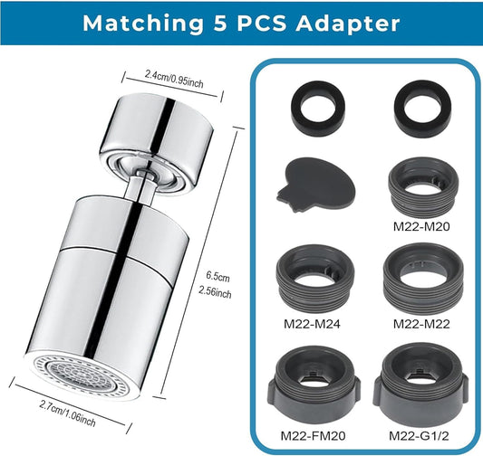 Faucet spray head for kitchen and sink taps - 360 degrees swivel dual-function sprayer - 80-degree swivel tap V1259-DP01-BO-251