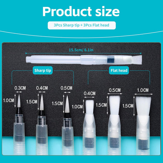 Refillable watercolour brush set: 6 watercolour brushes with refillable reservoirs - watercolour brushes with V1259-DP01-BO-252