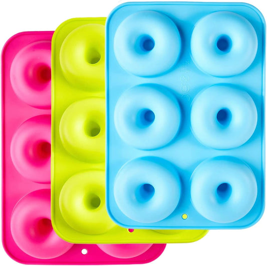 Silicone donut mould - 3-pack silicone donut mould - large non-stick tray with 6 cavities - donut mould - V1259-DP01-BO-253