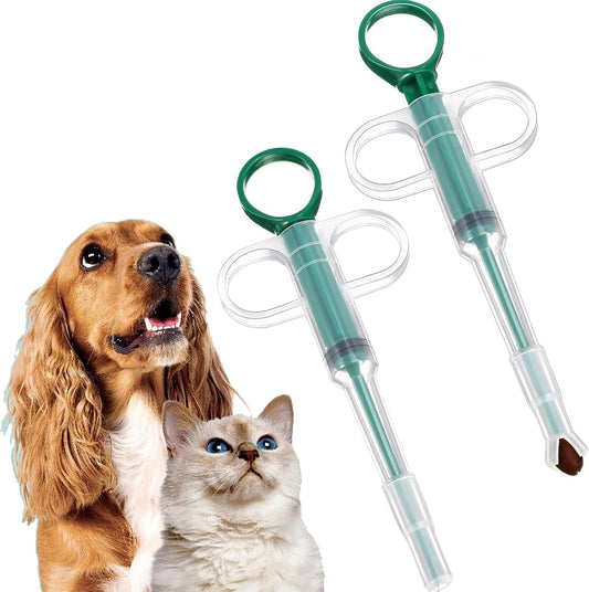 Two-piece set with pet pill poppers, cat pill poppers and cat pill dispensers. Reusable cat pill poppers. V1259-DP01-BO-254