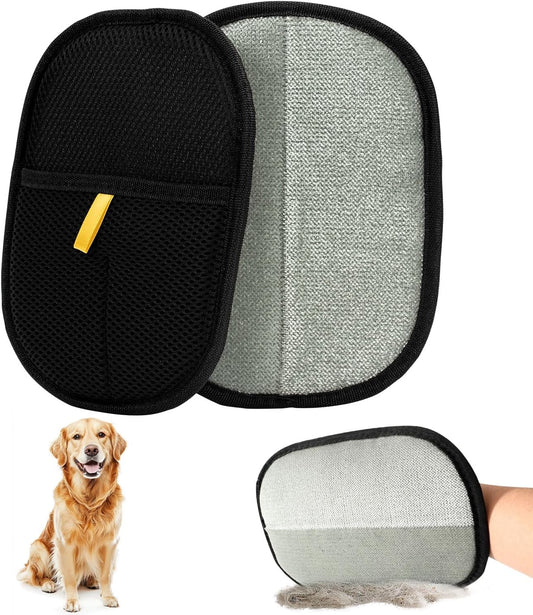 2-piece pet hair removal gloves, static pet hair removal gloves, double-sided grooming gloves, reusable pet V1259-DP01-BO-257