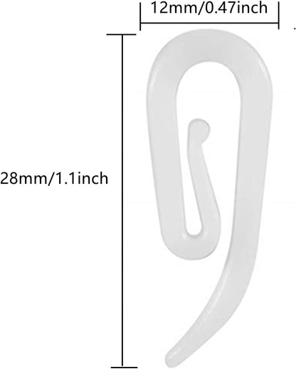 White plastic hooks for windows and door curtains - curtain hooks - suitable for windows, doors and shower V1259-DP01-BO-267