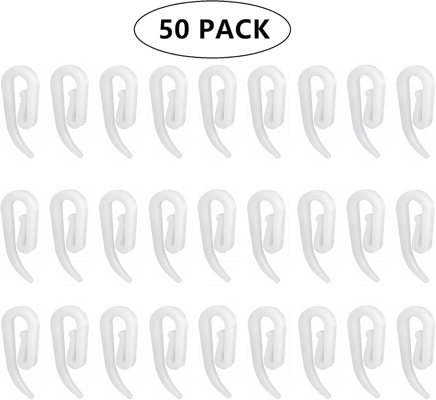 White plastic hooks for windows and door curtains - curtain hooks - suitable for windows, doors and shower V1259-DP01-BO-267