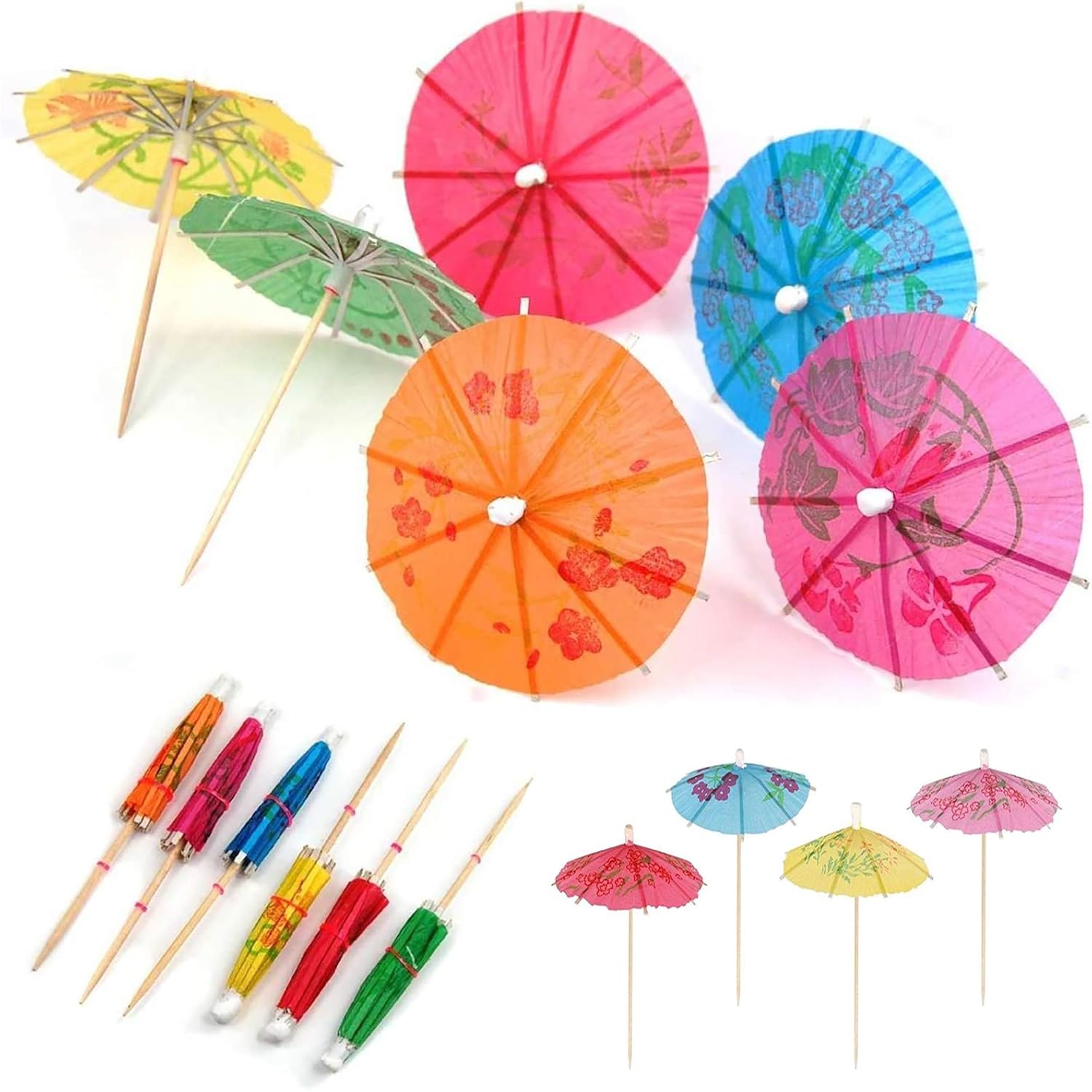 25 cocktail umbrellas for drinks - colourful paper umbrellas for drinks V1259-DP01-BO-279
