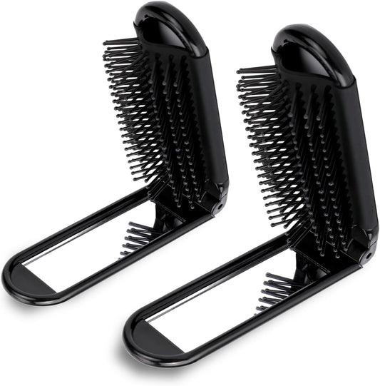 2 pieces of foldable hairbrush - portable travel hairbrush with pocket-sized mirror, anti-static mini V1259-DP01-BO-284