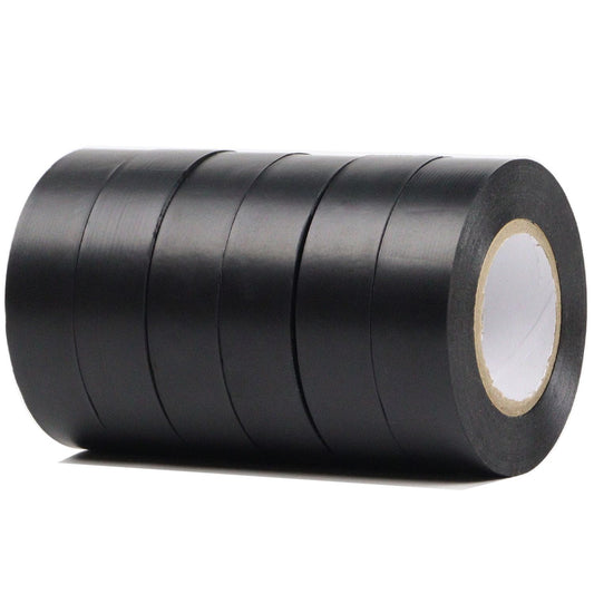 Black insulation tape 19 mm x 20 m 6-pack strong self-adhesive PVC insulation tape for insulating, repairing V1259-DP01-BO-286