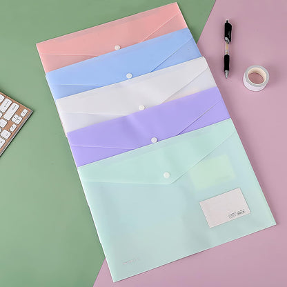 10 pieces of A4 plastic envelope folders, transparent envelopes with press studs, A4 folders with label V1259-DP01-BO-287