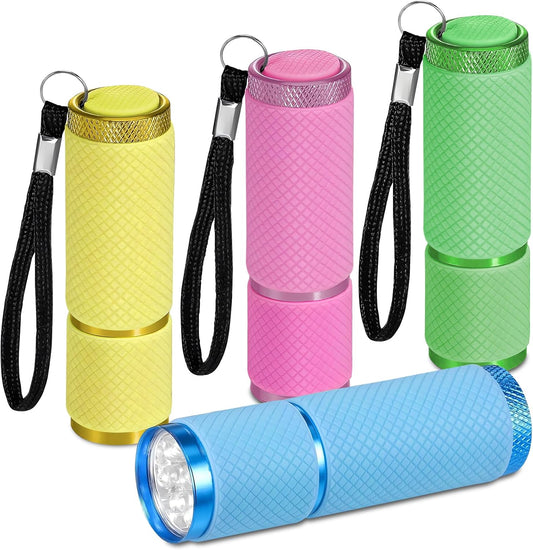 4-pack small flashlights, super bright mini flashlights with 9 LEDs, battery-powered, camping, hiking, V1259-DP01-BO-288