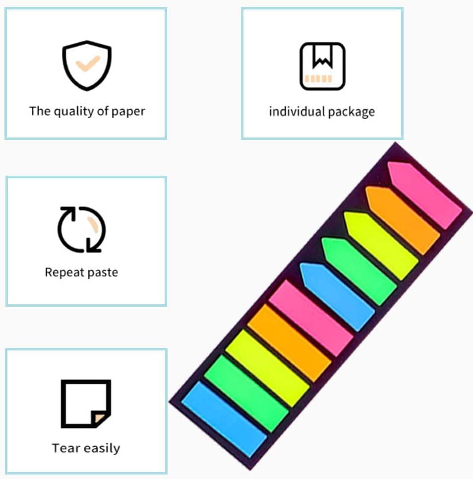 Sticky note labels, 200 sticky note labels, sticky note bookmarks in 2 shapes, mini file labels for marking V1259-DP01-BO-289