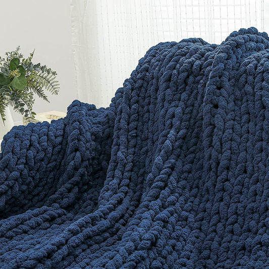 Chunky yarn - Hand-knitted blanket - 25 metres - Extra soft - DIY - Cushion - Blanket - Pet bed - Navy blue V1259-DP01-BO-29