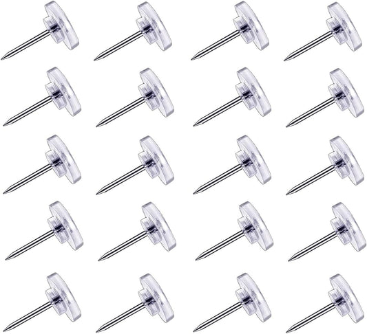 Pushpins, transparent pushpins, flat pushpins with steel points and transparent plastic heads, transparent V1259-DP01-BO-295