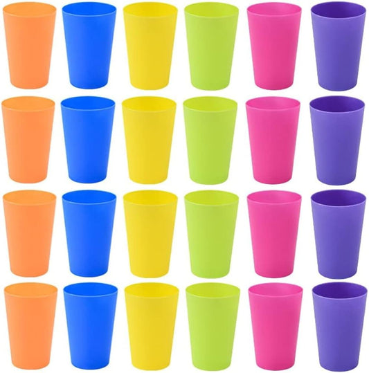 Set of 24 reusable plastic cups, 250 ml, durable plastic drink cups for kids, for use in the kitchen, V1259-DP01-BO-303