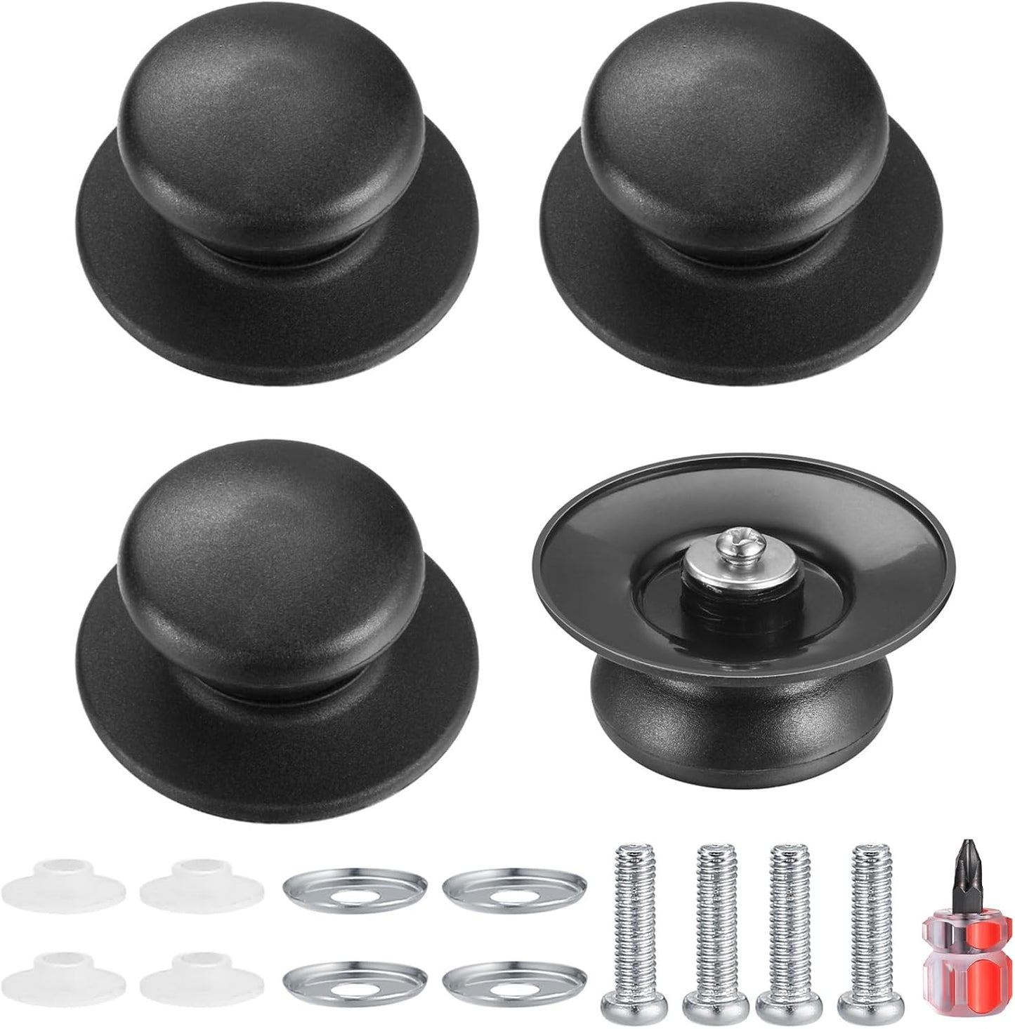 Set of 4 lid knobs, universal replacement lid knob, handle for kitchen cookware, round bakelite handle V1259-DP01-BO-314