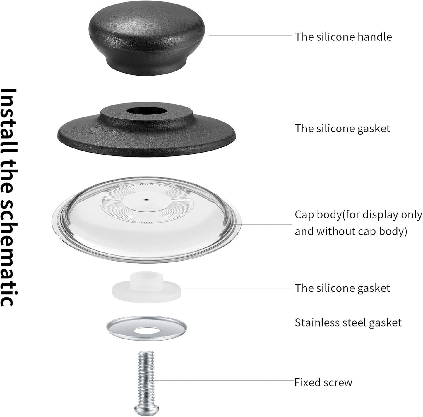 Set of 4 lid knobs, universal replacement lid knob, handle for kitchen cookware, round bakelite handle V1259-DP01-BO-314