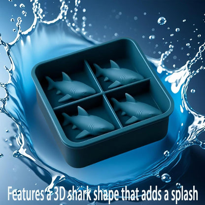 Shark Silicone Ice Molds - 3D Silicone Fun Shark Cube Maker - 4 Shark Fin Ice Cube Molds - Suitable for cold V1259-DP01-BO-322
