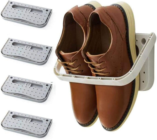 Shoe rack - 4 pieces - Grey - Foldable - Wall-mounted shoe rack - Foldable shoe rack - Punch-Free - Simple V1259-DP01-BO-33