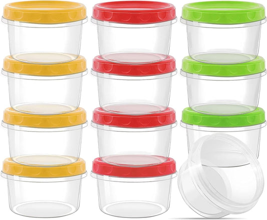 12 reusable 8-ounce plastic food containers with lids - deli containers - stackable food storage pots - V1259-DP01-BO-333