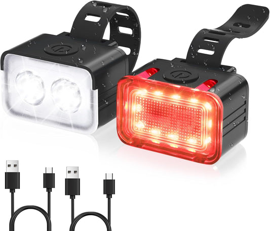 Bike light - IPX6 waterproof - Front and rear light - Rechargeable - Type-C charging port - 5+6 modes - Front V1259-DP01-BO-35