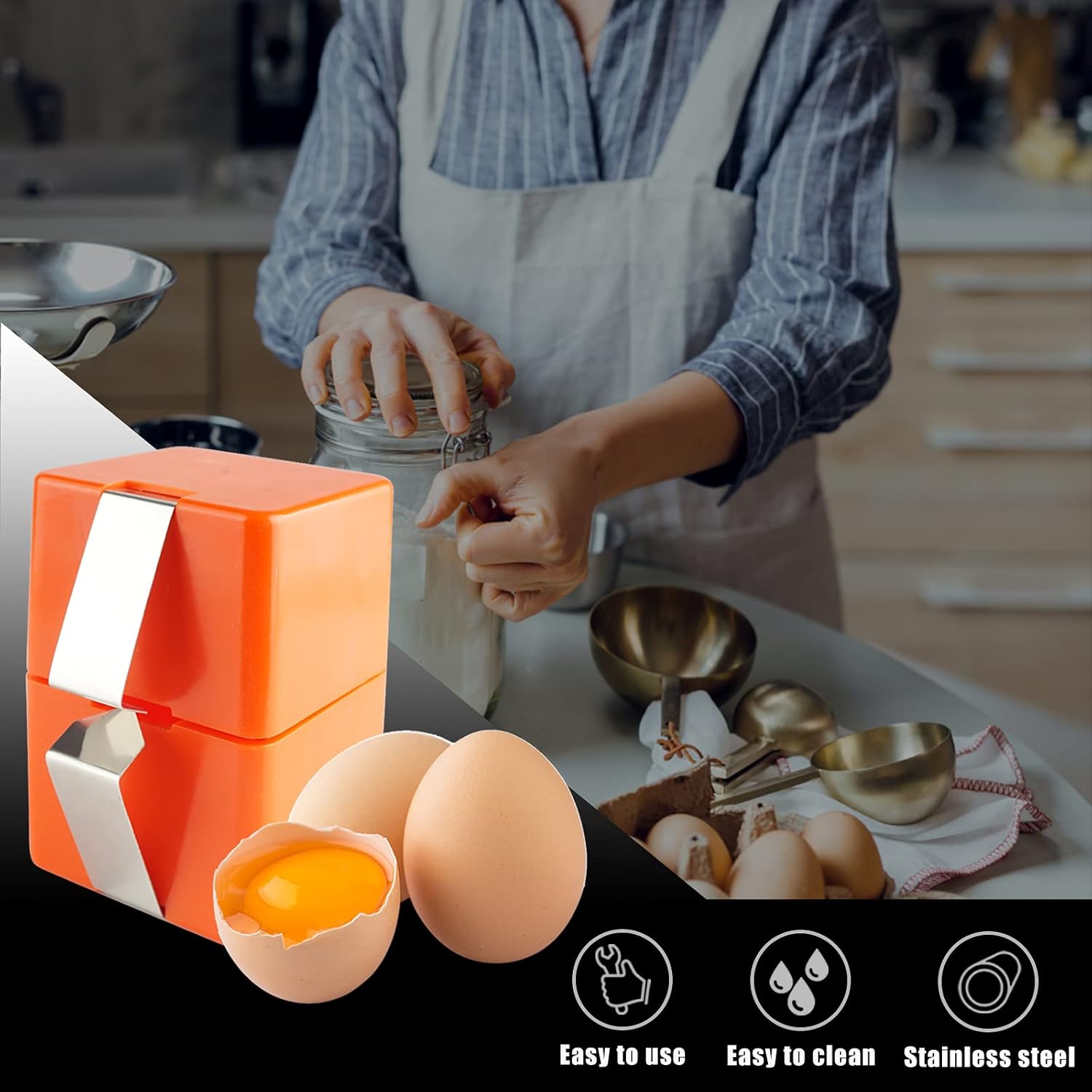 Egg slicer - for raw eggs - eggshell cutter - stainless steel eggshell slicer - eggshell separator V1259-DP01-BO-381