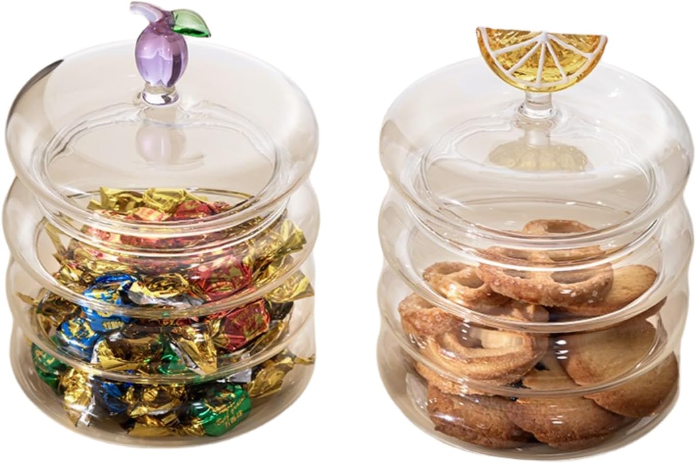 Household candy jar - desk candy box - candy jar with 3D fruit lid and snack compartment (two parts) V1259-DP01-BO-384