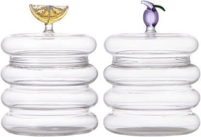 Household candy jar - desk candy box - candy jar with 3D fruit lid and snack compartment (two parts) V1259-DP01-BO-384