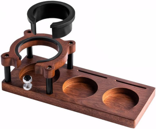 Solid wood espresso tamper - Adjustable height 51-58 mm Coffee tamper and portafilter holder - Non-slip V1259-DP01-BO-386