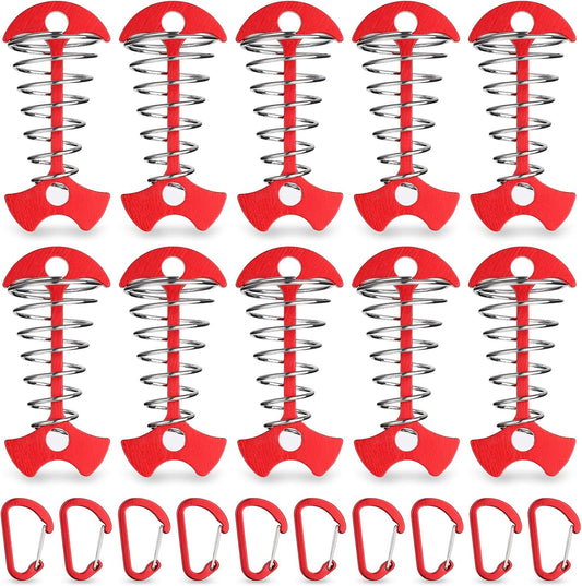 Carabiner Hook - Red - 10-pack - Ceiling Anchor with Carabiner Hook - Aluminium - Anchor - Spring Pin - V1259-DP01-BO-41