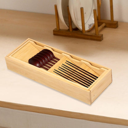 Kitchen drawer organizer - cutlery organizer - expandable bamboo storage box - cutlery rack - telescopic V1259-DP01-BO-423