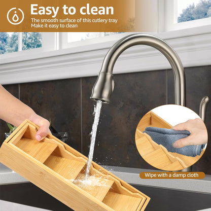 Kitchen drawer organizer - cutlery organizer - expandable bamboo storage box - cutlery rack - telescopic V1259-DP01-BO-423