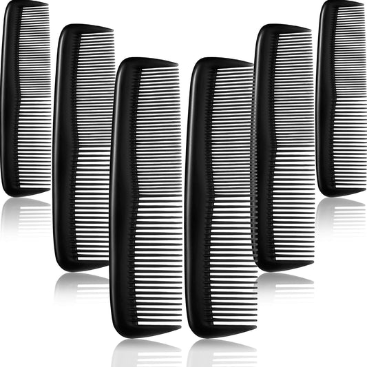 12-piece hair brush set - fine plastic hair brush in pocket size - unisex - fine comb (black) V1259-DP01-BO-429
