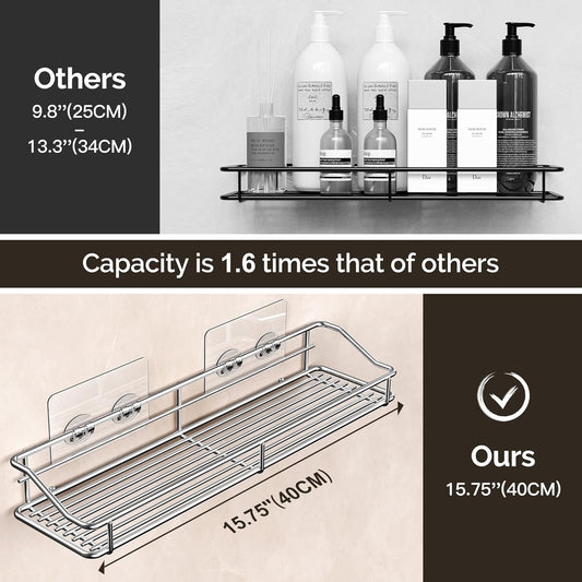 Storage rack for the bathroom, shower and kitchen - uses traceable transparent glue - no drilling required - V1259-DP01-BO-432