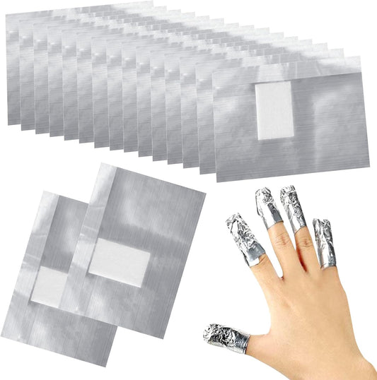 100 foil nail stickers, foil for gel nails, nail foil remover with pre-installed lint-free cotton pads for V1259-DP01-BO-437