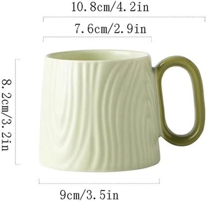 Ceramic mug for home - 8.4 oz plain coffee/tea mug - Dopamine Mood - Coffee mug for reading/studying (green) V1259-DP01-BO-449
