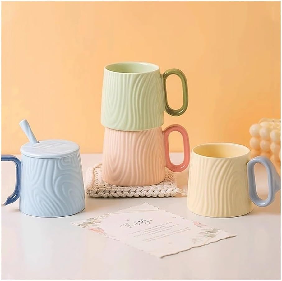 Ceramic mug for home - 8.4 oz plain coffee/tea mug - Dopamine Mood - Coffee mug for reading/studying (green) V1259-DP01-BO-449