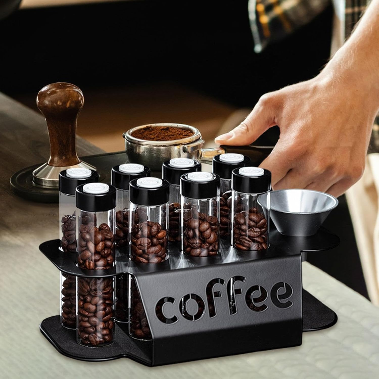 Coffee Bean Storage Containers - 8-pack Glass Jars for Storing Coffee Beans - Transparent Storage Containers, V1259-DP01-BO-453
