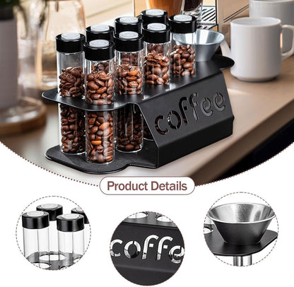 Coffee Bean Storage Containers - 8-pack Glass Jars for Storing Coffee Beans - Transparent Storage Containers, V1259-DP01-BO-453