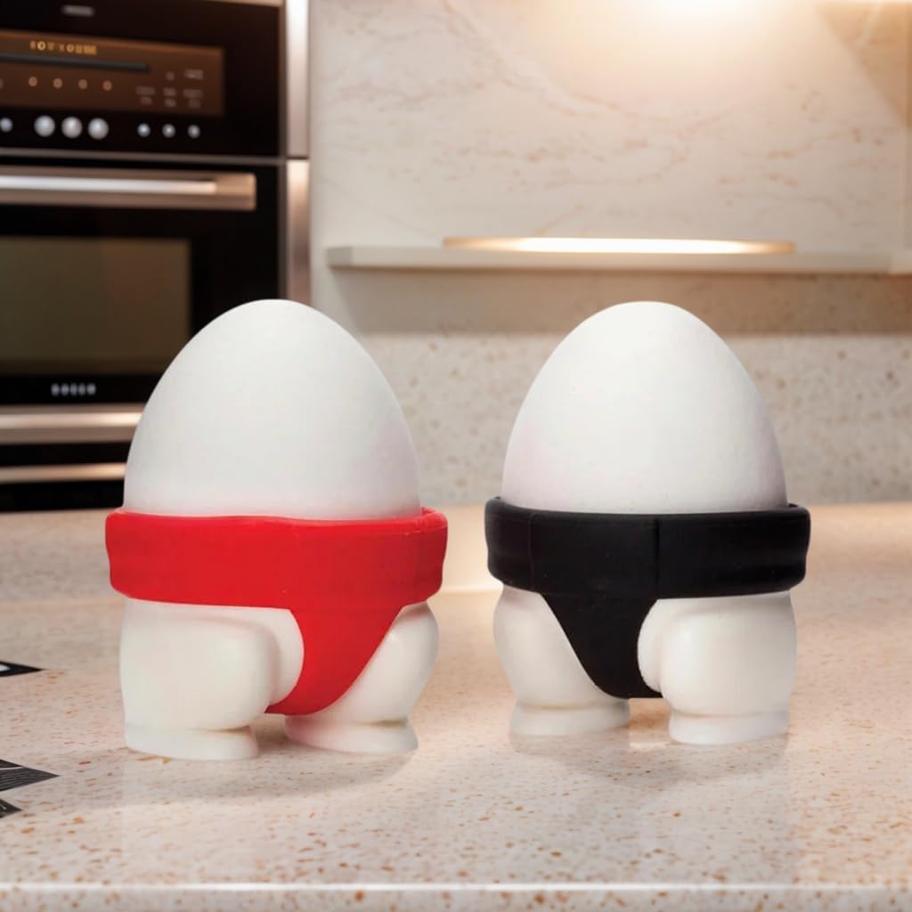 Egg Cup Holder - Egg Cup Holder (2-pack) | Egg Cups for soft-boiled and hard-boiled eggs - Fun sumo design - V1259-DP01-BO-461