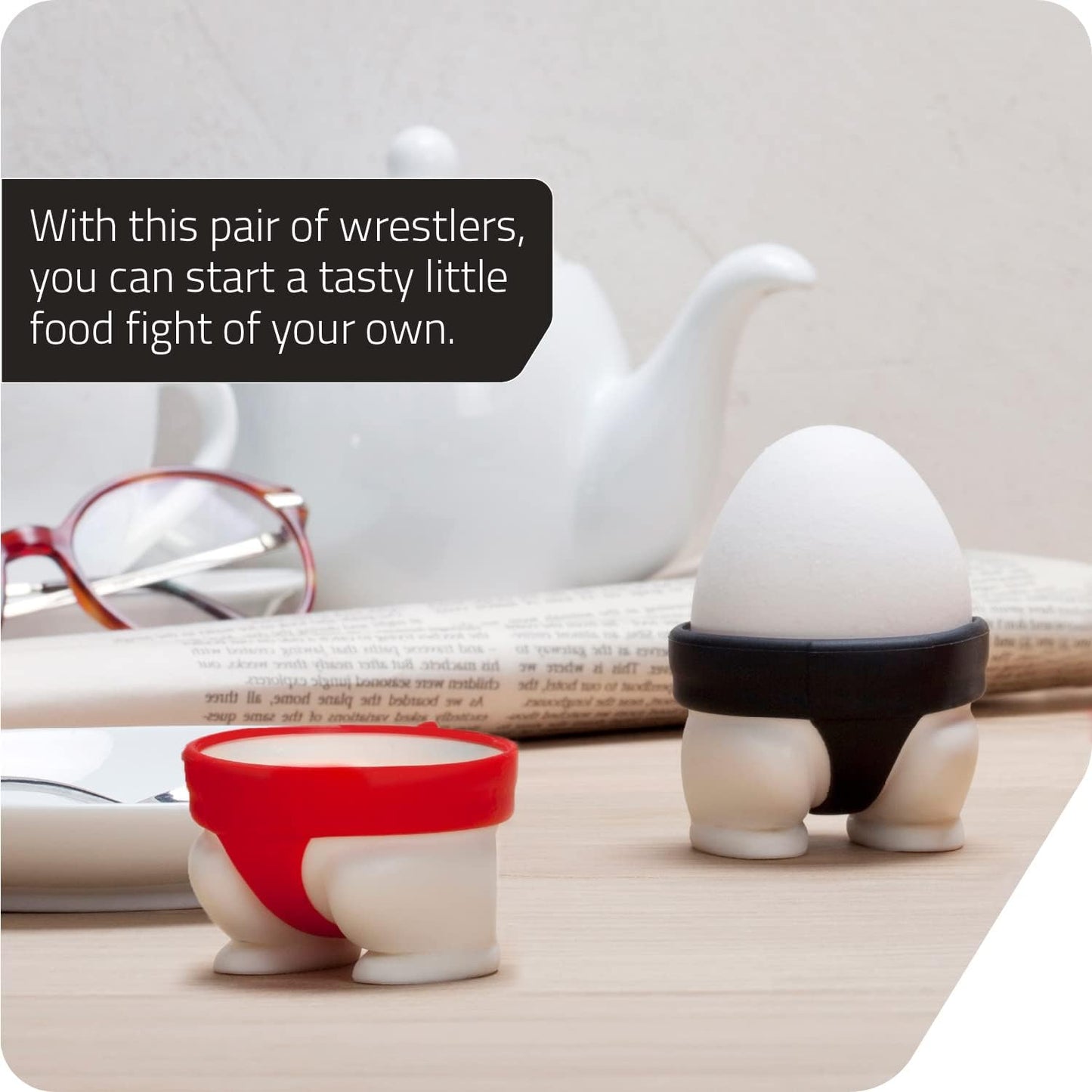 Egg Cup Holder - Egg Cup Holder (2-pack) | Egg Cups for soft-boiled and hard-boiled eggs - Fun sumo design - V1259-DP01-BO-461