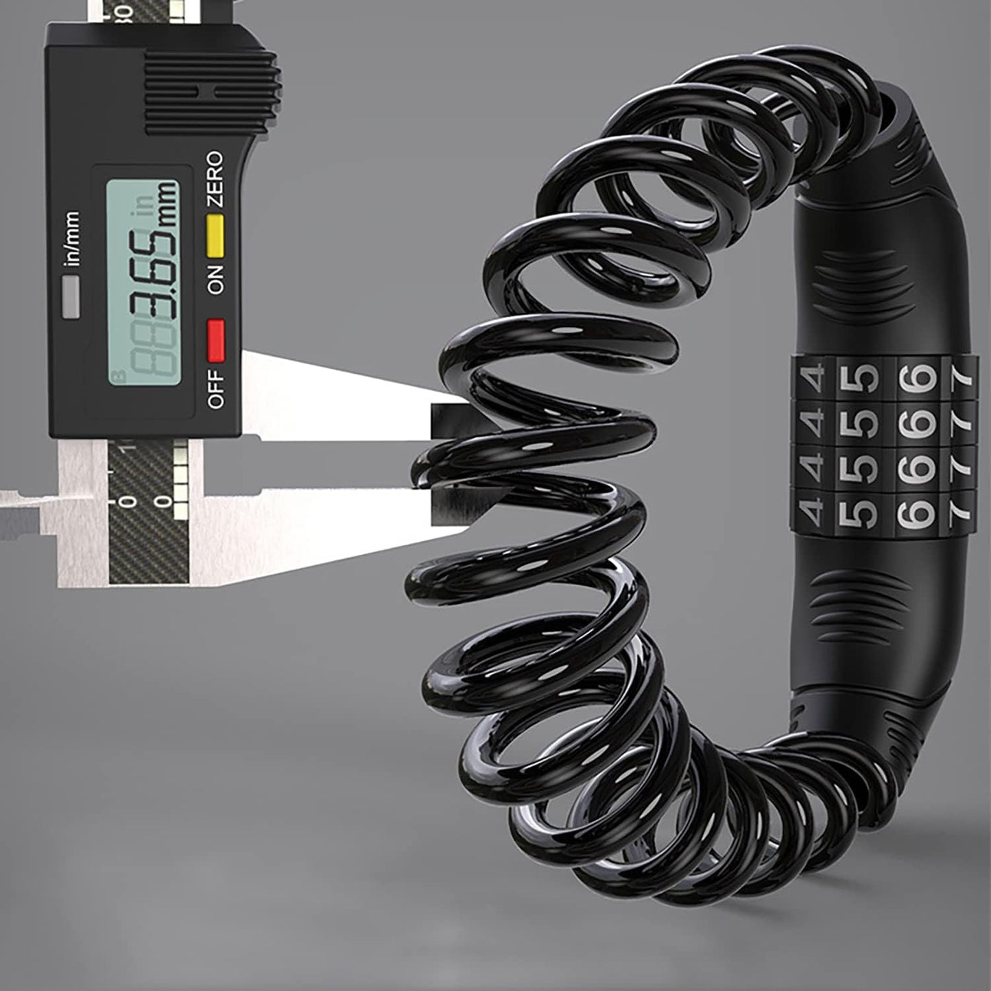 Combination lock - 2 pieces - Black - Motorcycle helmet lock - Theft security - Retractable - Luggage lock - V1259-DP01-BO-48