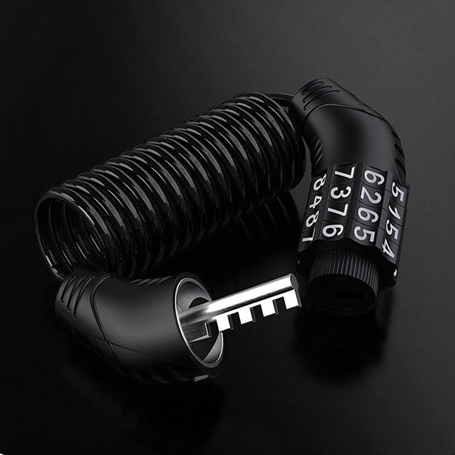 Combination lock - 2 pieces - Black - Motorcycle helmet lock - Theft security - Retractable - Luggage lock - V1259-DP01-BO-48