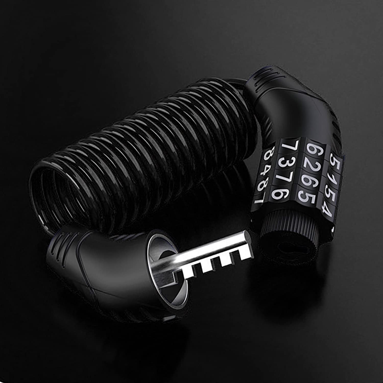 Combination lock - 2 pieces - Black - Motorcycle helmet lock - Theft security - Retractable - Luggage lock - V1259-DP01-BO-48