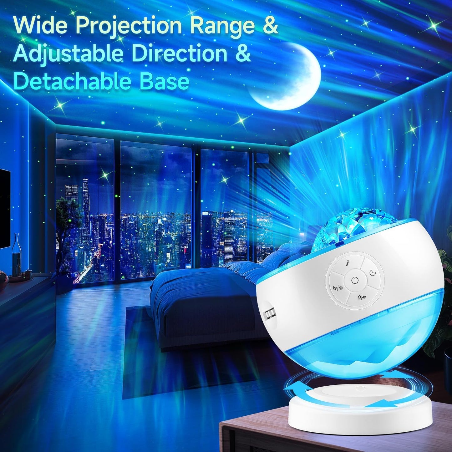 Starry Sky Projector Lamp - 300 Lighting Settings - Northern Light - 15 White Noise Bluetooth Projector Modes V1259-DP01-BO-486