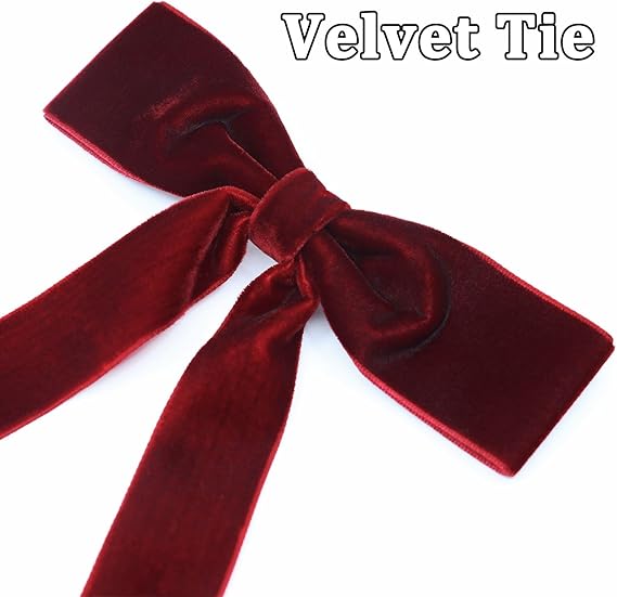 Western String Ties for Men Velvet Western Colonel Bolo Bow Tie Solid Color Clip On Bowtie for Wedding Cosplay V1259-DP01-BO-509