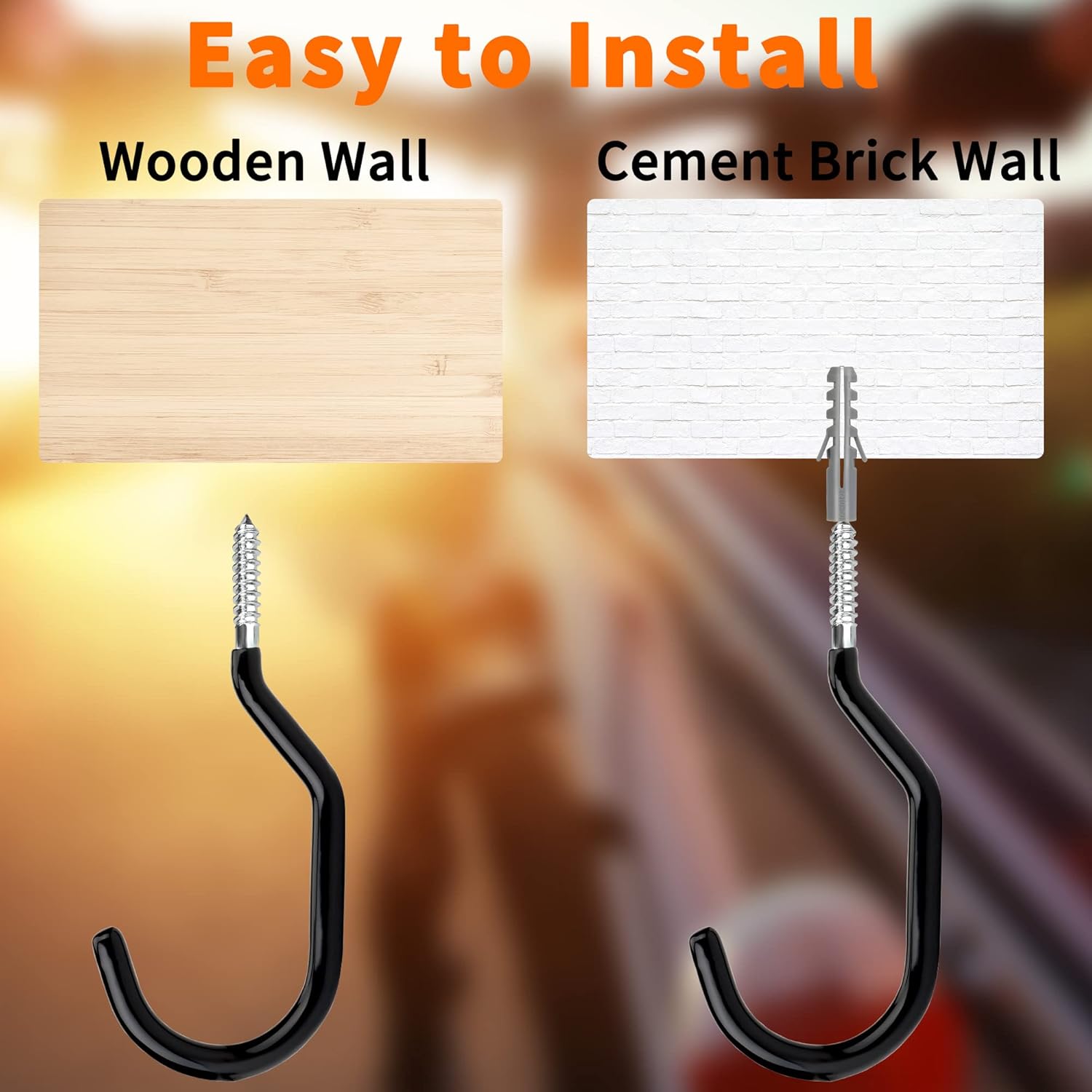 Heavy Duty Bike Hooks - 4-pack - Garage - Ceiling - Wall - Screw Mount - Bike Rack - Bicycle Storage and V1259-DP01-BO-51